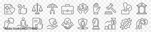 social policy line icon set