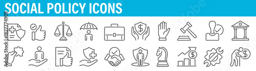 social policy line icon set