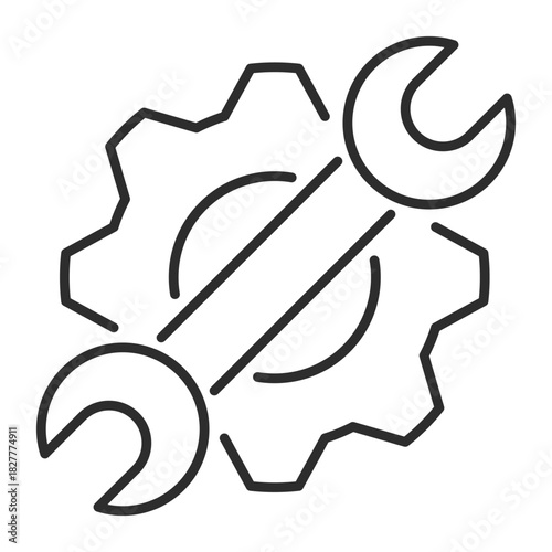 wrench and gear line web icon