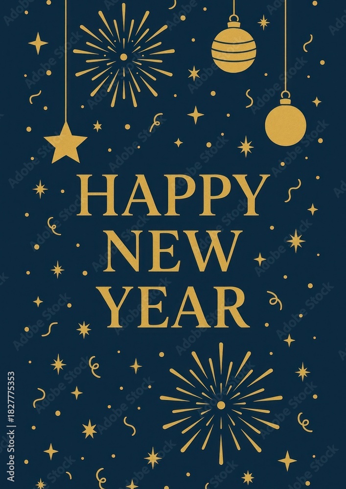 Fototapeta premium Festive New Year celebration wallpaper.