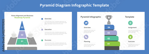 Three Variations of a Multilayered Pyramid Diagram Vision Alignment, Roadmap, and Pyramid Infographic