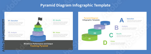Workforce Performance Pyramid Diagram Output Tracking Business Process Infographic with Execution, Analysis, Results, and Vision