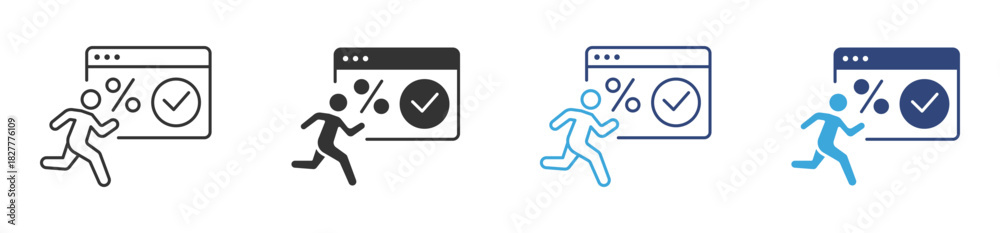 Obraz premium Task Completion icon set, Goal Achievement, Successful Performance and Project Finishing concept icon, vector illustration.