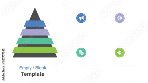 Blank Pyramid Chart with Circular Icons for Goals, Marketing, and Finances Presentation