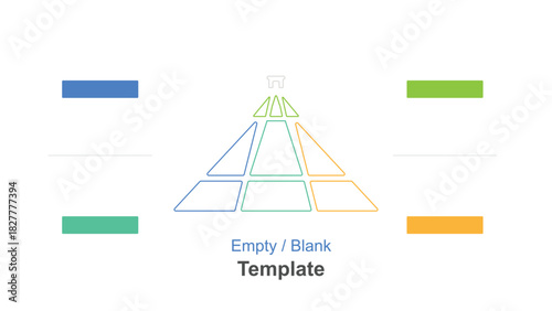 Blank Pyramid Diagram with Colored Horizontal Bars, Empty Infographic Layout for Data Visualization