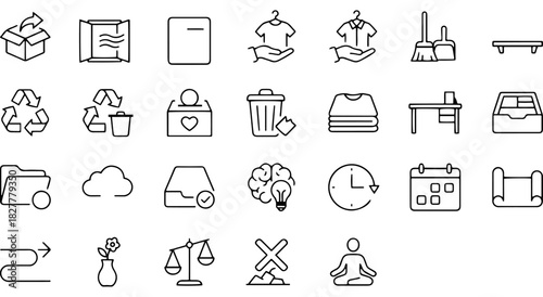 Line icon set for business, organization, management, digital, and home tasks Vector.