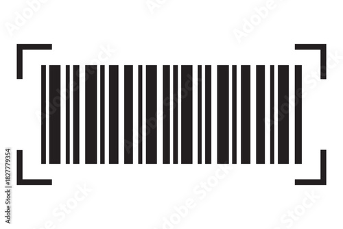 Barcode scan icon. Scan me text. Smartphone usage. barcode sign. payment and identification. Simple digital scanning. Universal code for scanning product or item. 