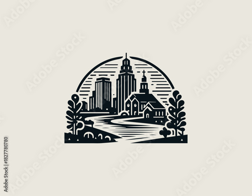 River City Church black vector logo illustration