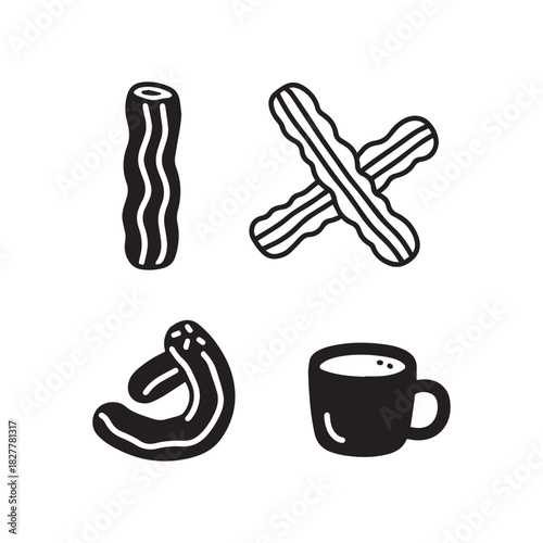  Breakfast Food Icon Vector Set Bacon, Pretzel, and Coffee Graphics Collection.