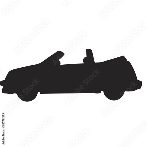 Silhouette of a convertible car, perfect for transportation, travel, and lifestyle concepts, in vector format