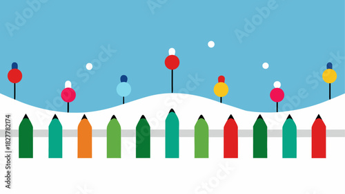 Winter scene with fence and snow covered