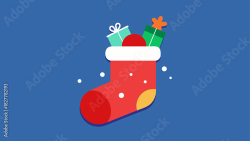 Christmas stocking with gifts illustration