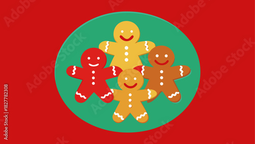 Gingerbread cookies on a green background