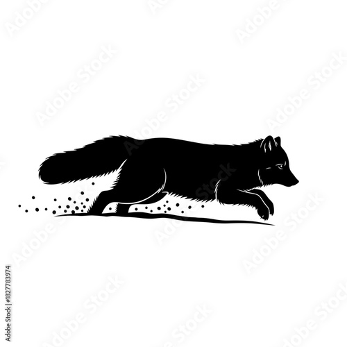 Agile Vector Silhouette of an Arctic Fox Mid-Pounce in Fresh Snow
