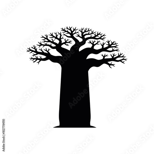 Bold Symbolic Baobab Tree Silhouette for African Branding and Nature