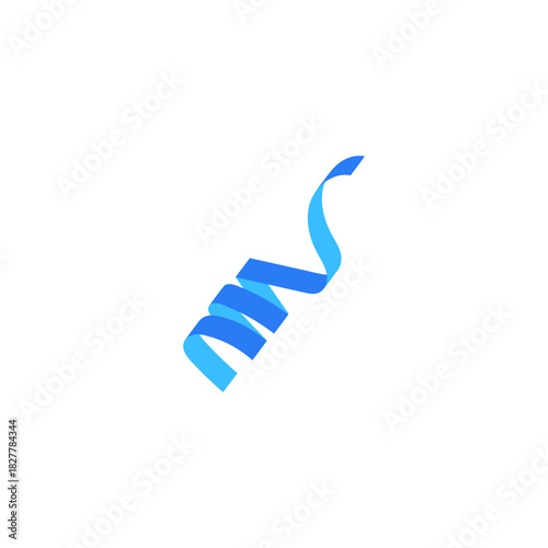 Dynamic blue celebratory streamer illustration, perfect for festive event designs and joyful party graphics