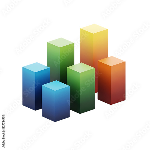 Free Download Colorful 3d bar chart showing data analysis, growth, statistics and progress - GFXLoad