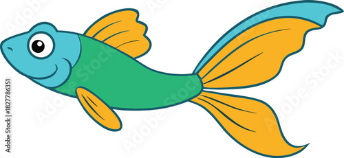 Vibrant colorful guppy fish vector illustration scalable eps icon for aquatic design
