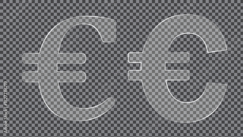 liquid Euro vector elements. Liquid Euro concept vector. Plastic frame mock up and Euro plate for button and banners.