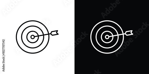 Aim icons set with editable black and white stroke line style for ui designs