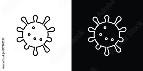 Bacteria icons set with editable black and white stroke line style for ui designs