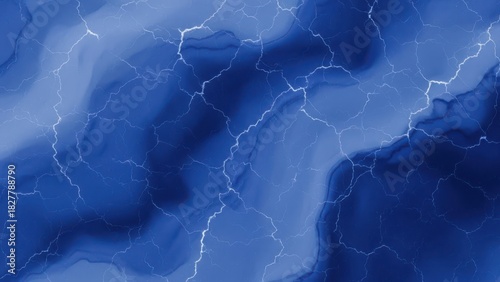 Abstract Deep Blue Fluid Texture with Intricate White Fracture Lines