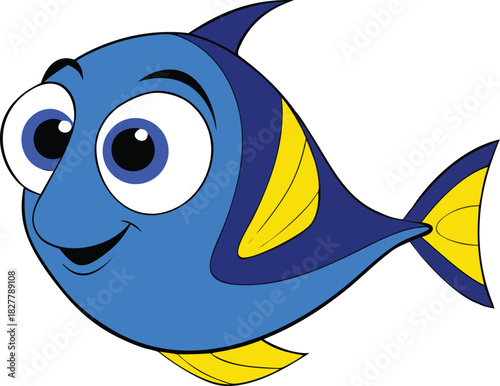 Cute blue tang fish vector illustration scalable eps for graphic design projects