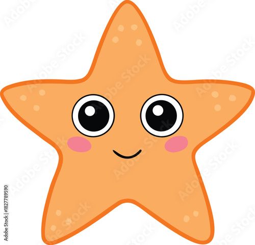 Cute pink orange starfish character vector illustration scalable eps icon for kids