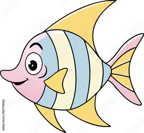 Happy angelfish vector illustration pastel pink gold fins scalable eps icon