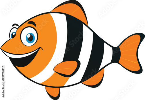 Happy clown triggerfish vector illustration with bold geometric patterns scalable eps icon