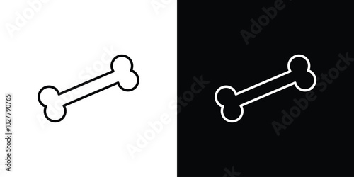 Bone icons set with editable black and white stroke line style for ui designs