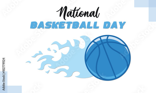 Vector logo design concept of a basketball on a blue fire background, perfect for a sport business icon or game symbol illustration template