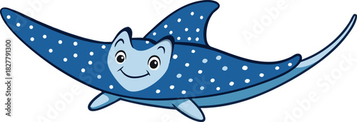 Happy spotted stingray vector illustration cute cartoon aquatic animal scalable eps