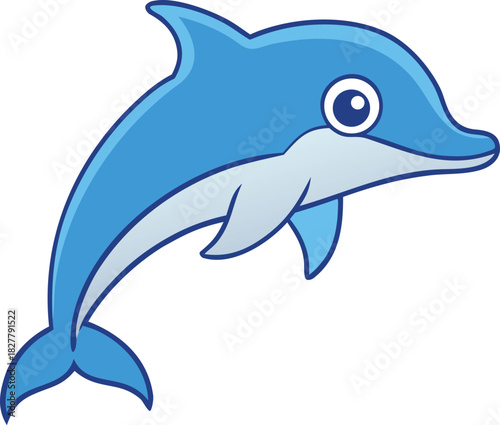 Playful blue dolphin leaping upward vector illustration for download
