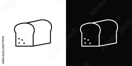 Bread loaf icons set with editable black and white stroke line style for ui designs