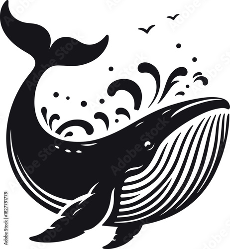 Simple detailed large sea mammal illustration vector