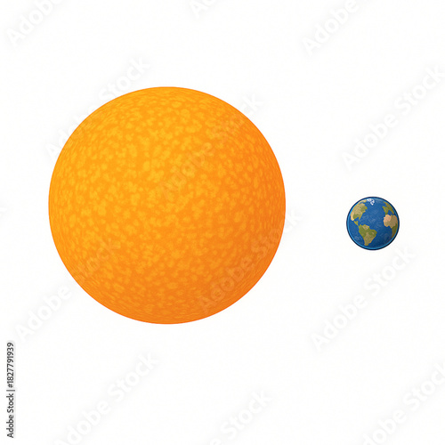 Vector Diagram of Earth and Sun with solar granulation