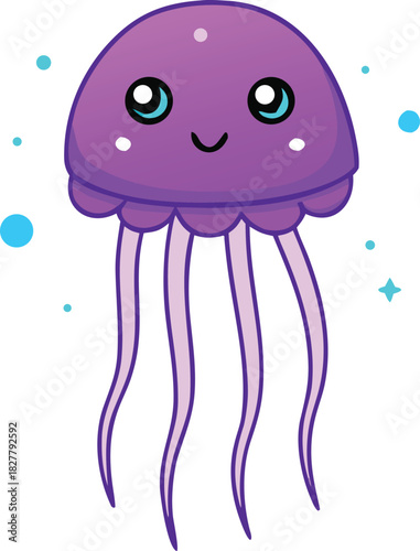 Sparkling purple and aqua jellyfish vector illustration scalable eps icon