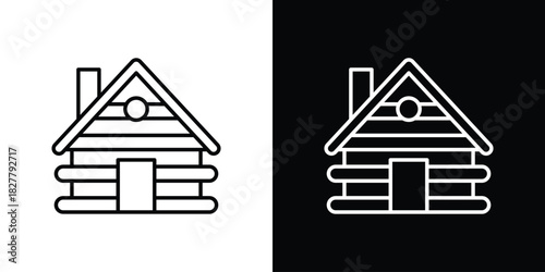 Cabin icons set with editable black and white stroke line style for ui designs