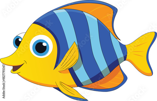 Vibrant cartoon angelfish vector illustration for marine life and ocean themes