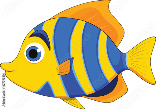 Vibrant cartoon angelfish vector illustration for aquatic designs