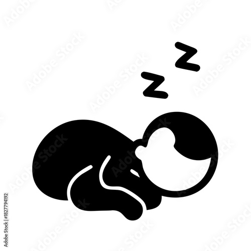 Sleeping baby silhouette vector icon

