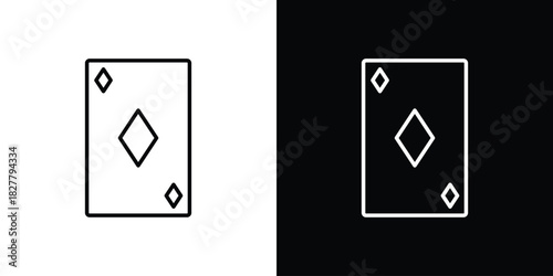 Card-diamond icons set with editable black and white stroke line style for ui designs