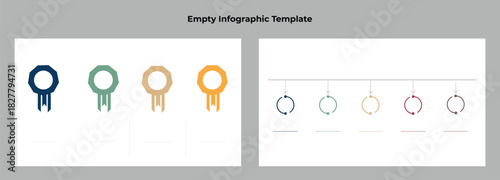 Colorful Awards and Circular Processes Empty Infographic with Two Layout Options