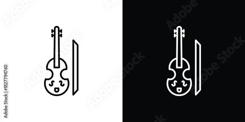 Cello icons set with editable black and white stroke line style for ui designs