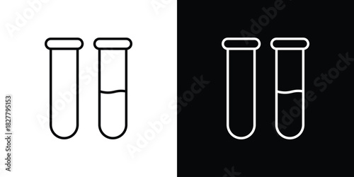 Chemical Tube icons set with editable black and white stroke line style for ui designs