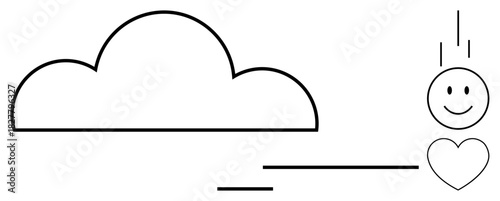 Cloud computing concept. Cloud computing symbol linking to heart and happy, connections and positive emotions. Cloud computing driving collaboration, storage, and technology. For tech, cloud