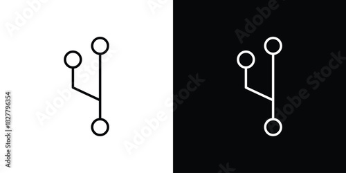 Code Fork icons set with editable black and white stroke line style for ui designs