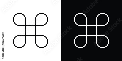 Command icons set with editable black and white stroke line style for ui designs