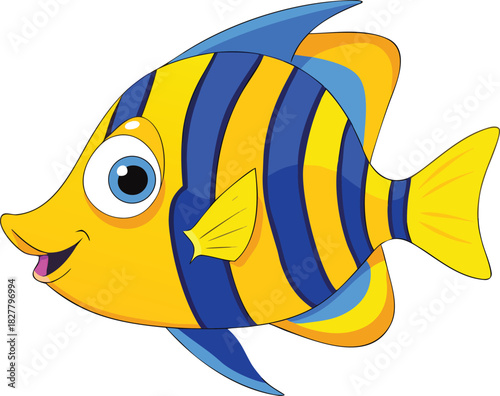Vibrant cartoon angelfish vector illustration for aquatic themes scalable eps